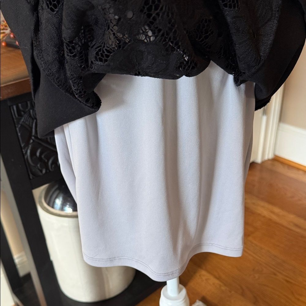 Nine West Black Lace sheer Sheath Dress 3/4 Sleeve Lined Stretch Women’s Size 12 - Picture 4 of 10